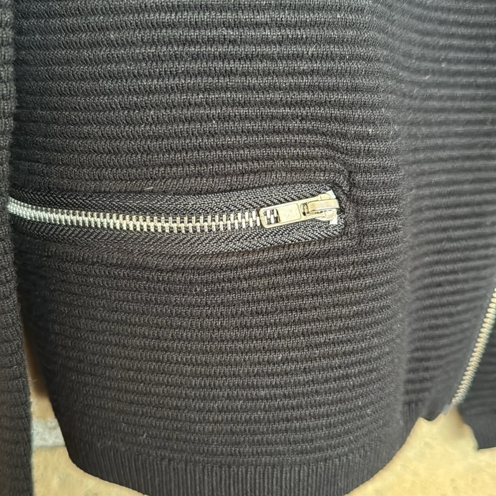 Black Aako Ribbed Cardigan with Silver Zippers - Picture 4 of 5